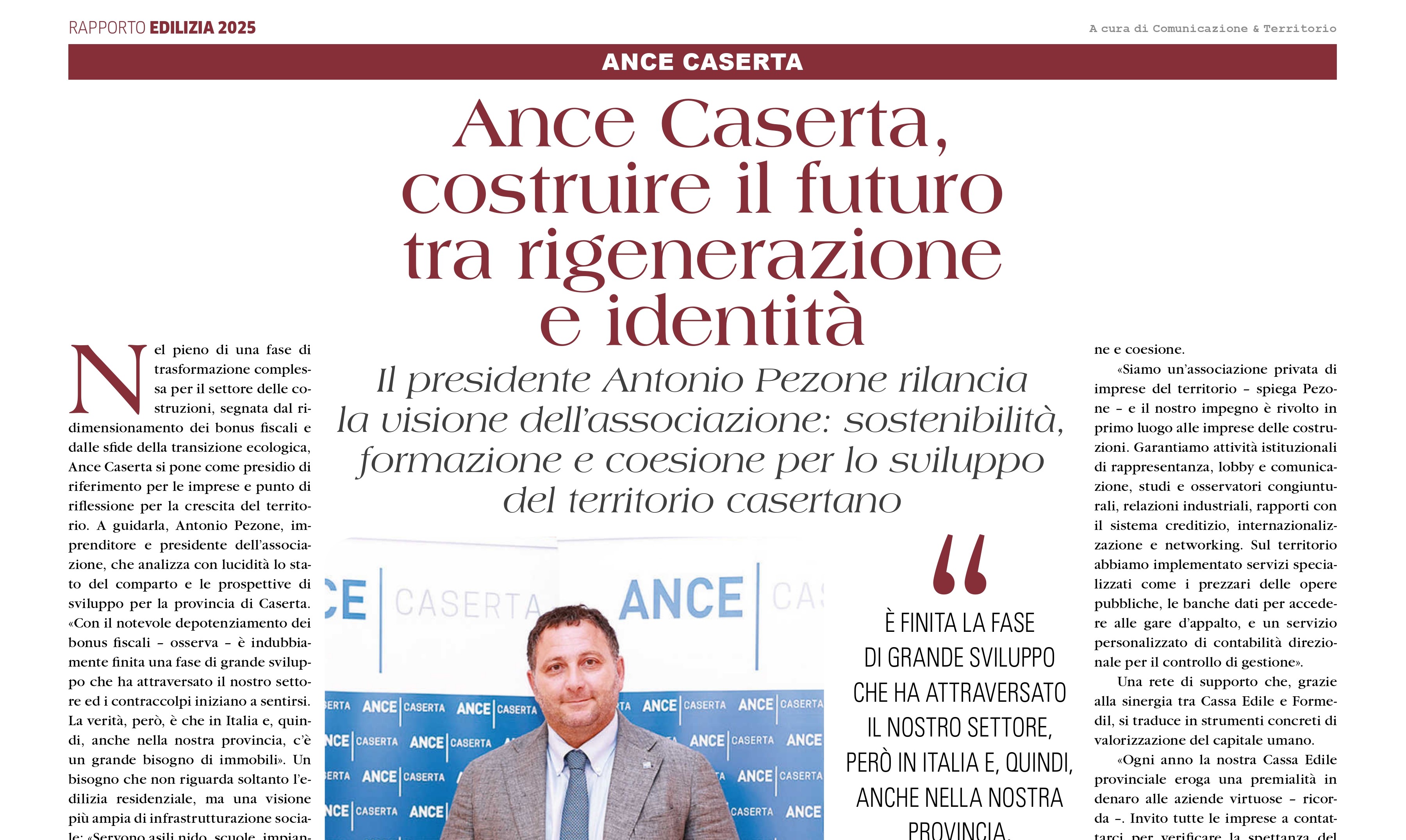 La Repubblica - Antonio Pezone: ANCE Caserta, costruire il futuro tra rigenerazione e identità